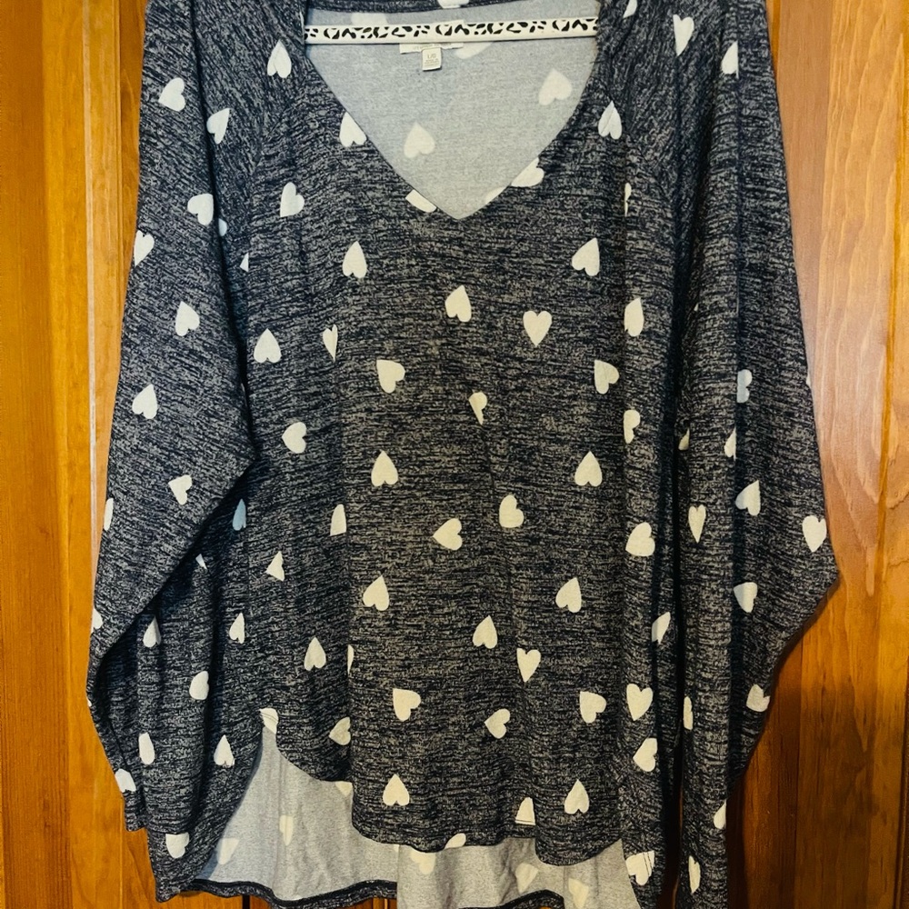 Lucky Brand Navy and White Heart Sweater